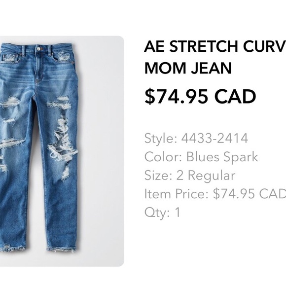 American Eagle Stretch Curvy Mom Jeans - Picture 2 of 3